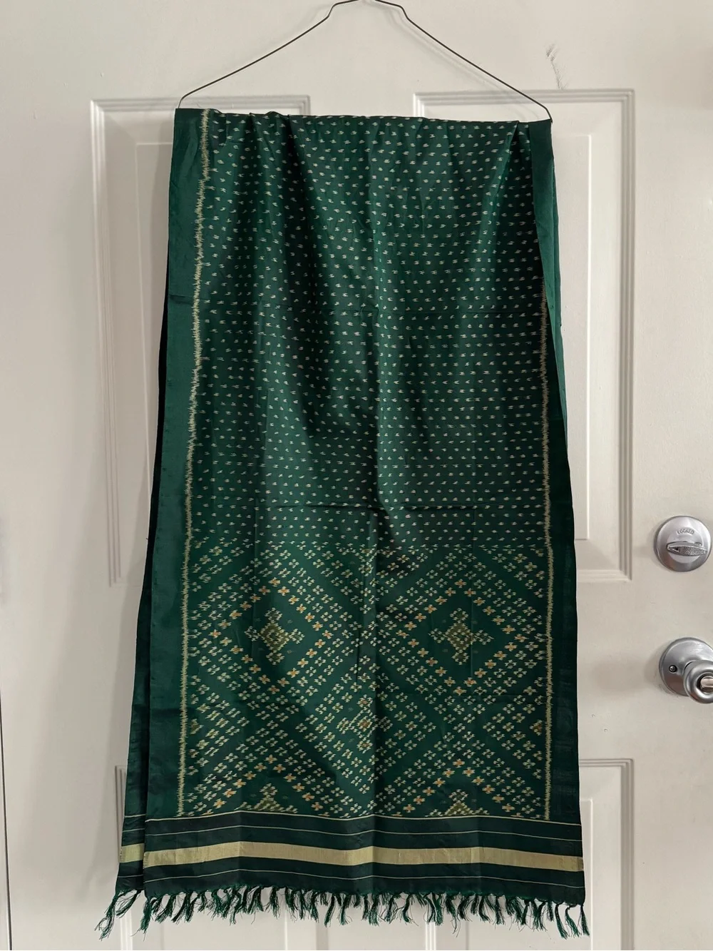 Emerald Green handwoven silk scarf purchased in India